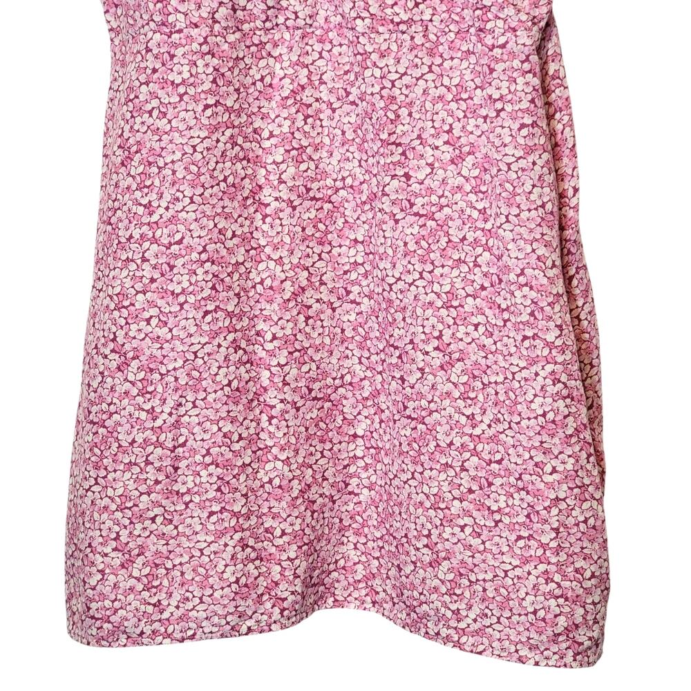 & Other Stories Floral Puff Sleeve Mini Dress Linen Blend Pink White Fitted 8 - Picture 7 of 16